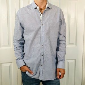 Ted Baker London Blue White Striped Shirt S